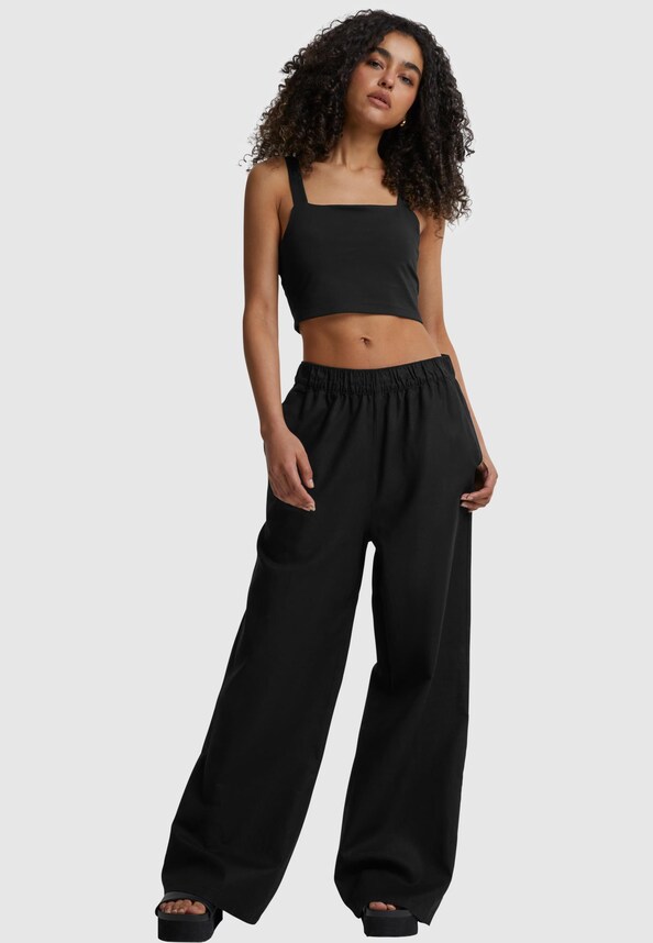 Ladies Linen Mixed Wide Pants-5