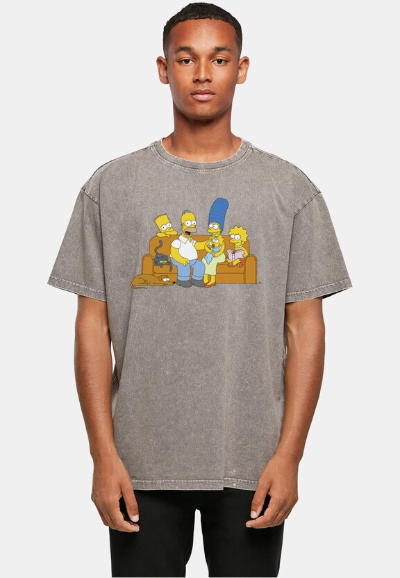 Simpsons - Family Acid Washed Oversize Tee-0