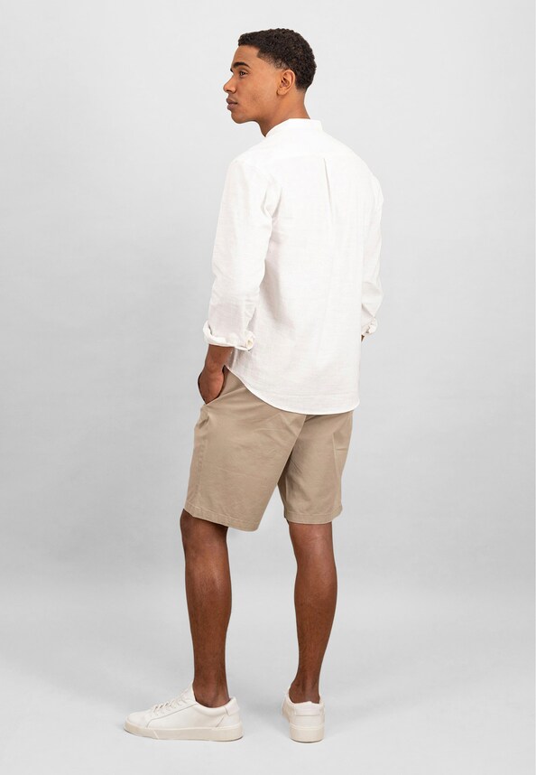 Cotton Linen Solid Stand-Up 1/1-2