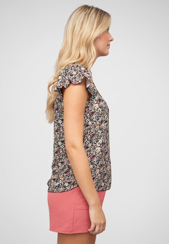 4er Knopfleiste und Blumen Print-3