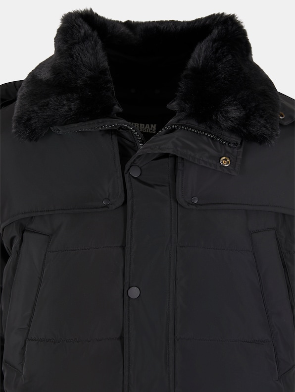 Urban Classics With Detachable Fur Collar Puffer Jackets-6