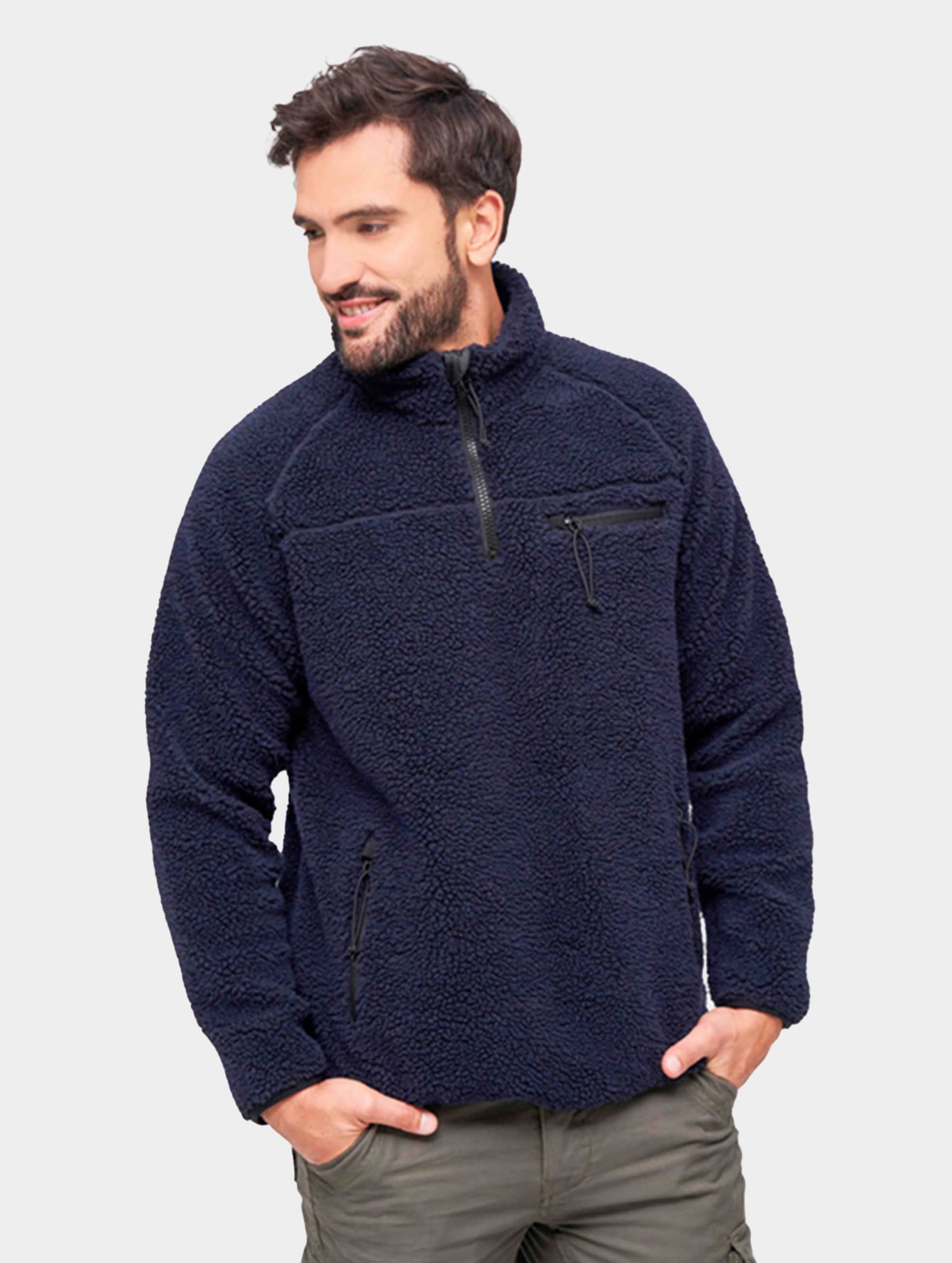 Urban Classics Sweater/trui -M- Teddyfleece Troyer Blauw