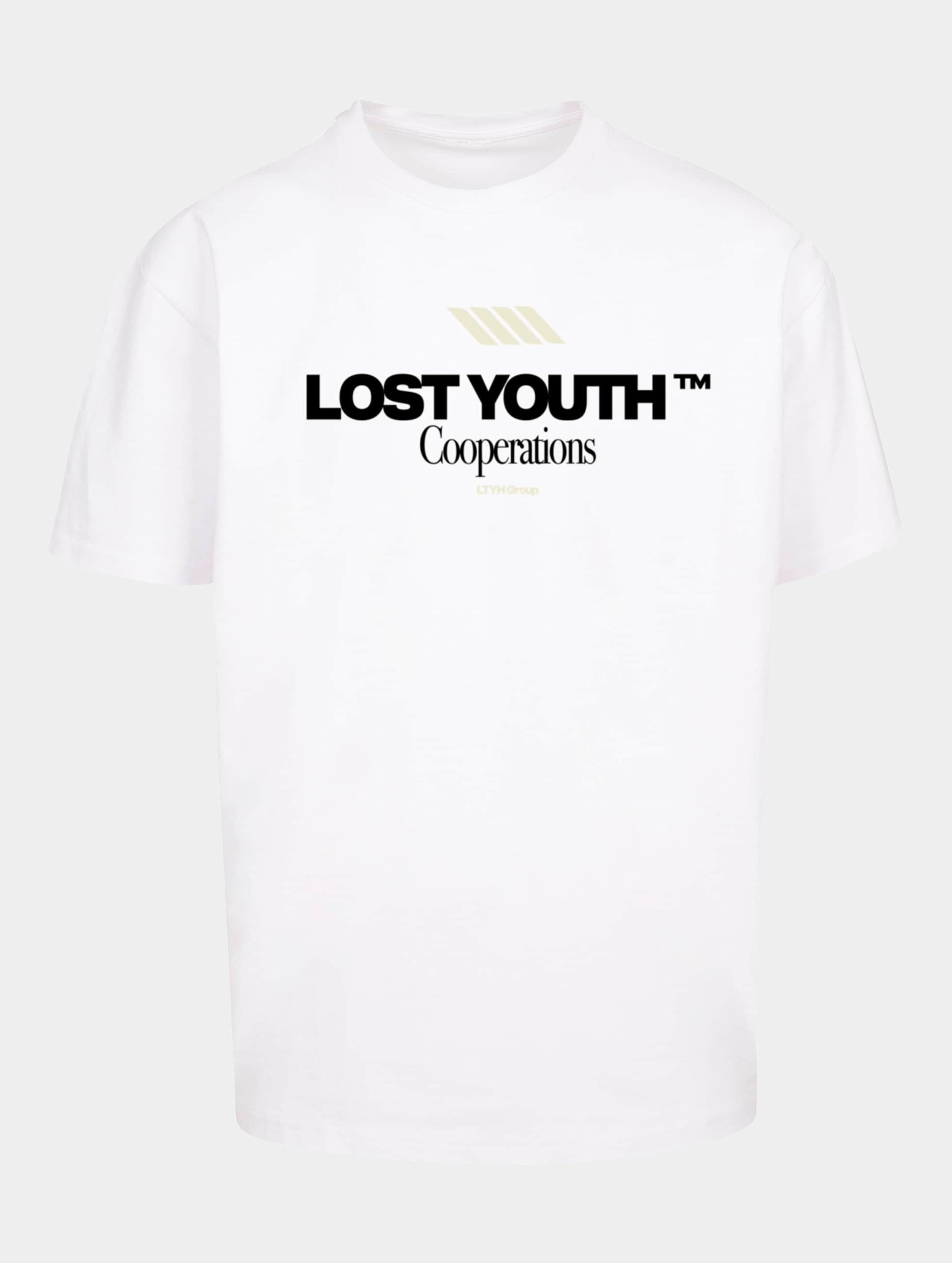 Lost Youth LY TEE- COOPERATIONS Mannen op kleur wit, Maat S