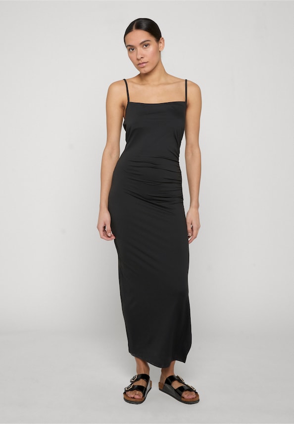 Ladies Long Spaghetti Jersey Dress-0