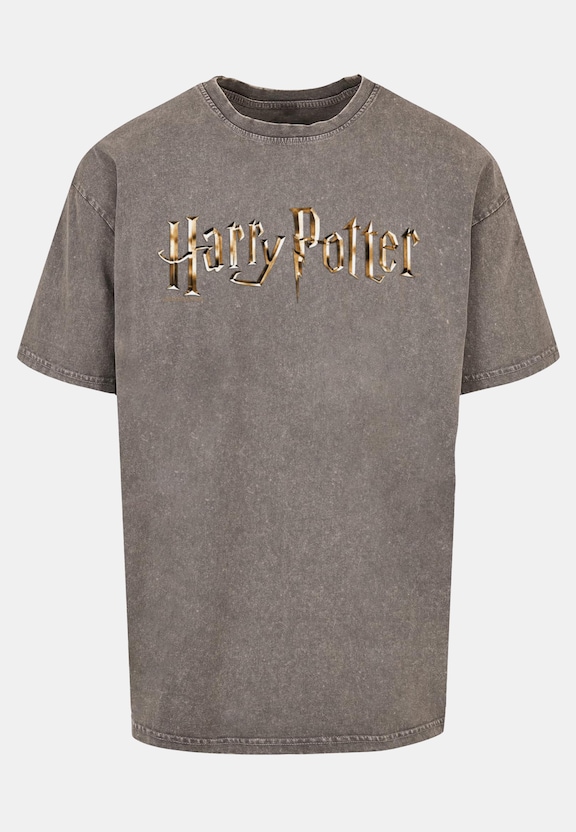 Harry Potter - Colour Logo Acid Washed Oversized Tee-0