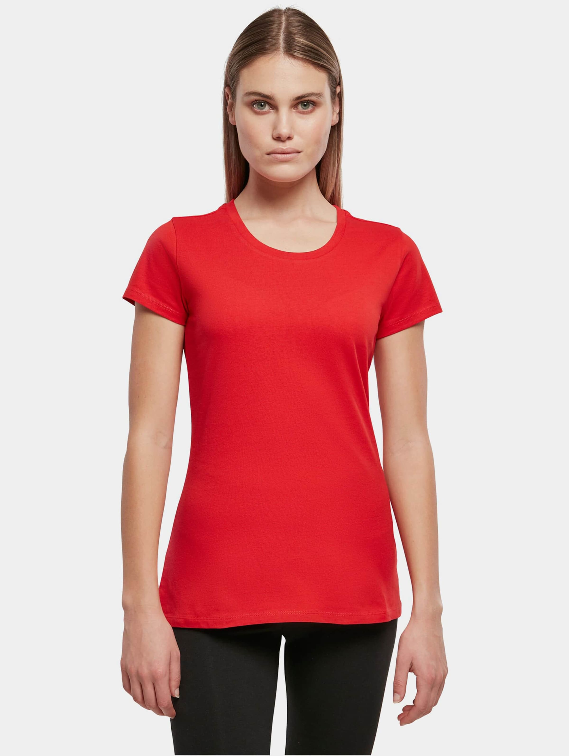 Build Your Brand Ladies Basic T-Shirt Vrouwen op kleur rood, Maat 5XL