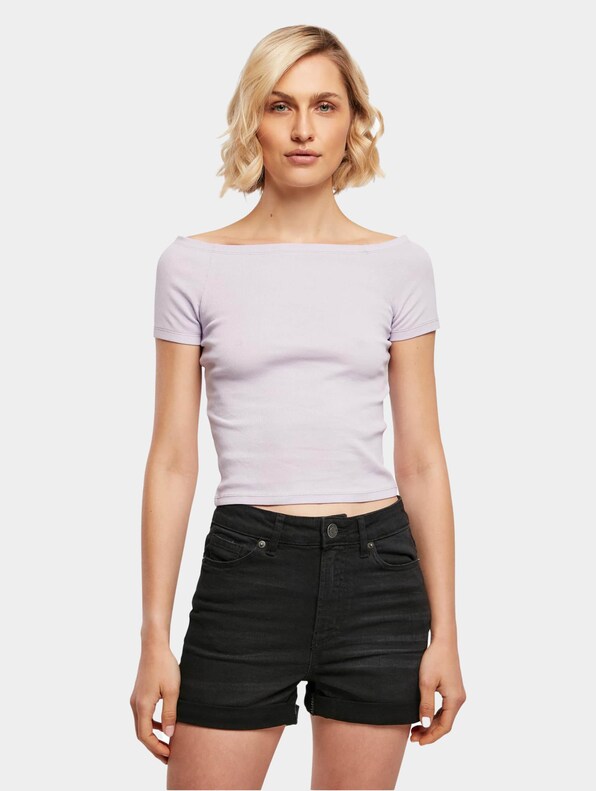 Ladies Off Shoulder Rib-2