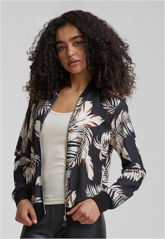 Cloud5ive Damen Blouson Bomberjacke mit Blätter Print