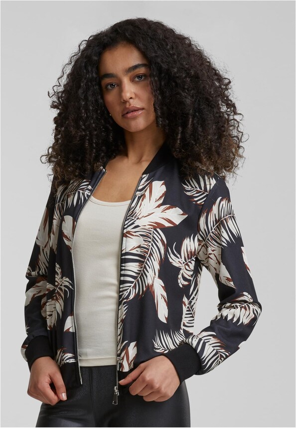 Cloud5ive Damen Blouson Bomberjacke mit Blätter Print-0