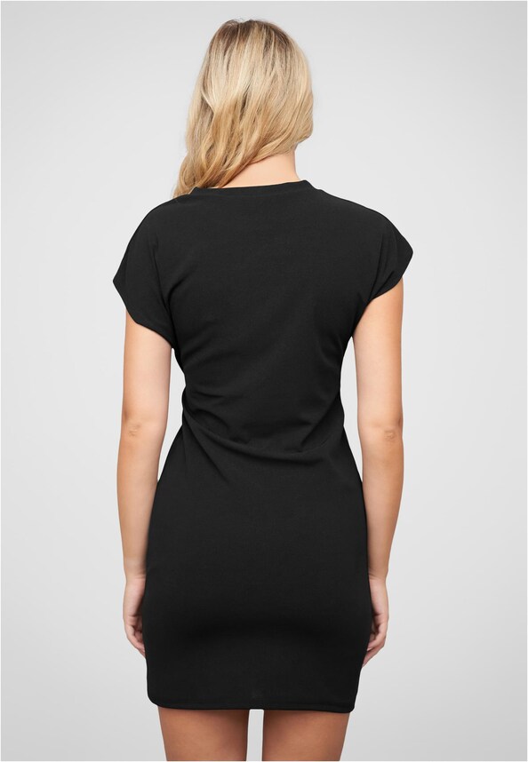 T-Shirt-Kleid mit seitlich gerafftem Detail und Rundhals-1