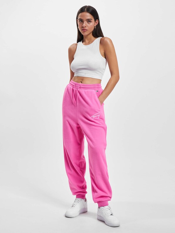 Pink Tommy Hilfiger Womens Signature Fleece Sweatpants - Get The Label