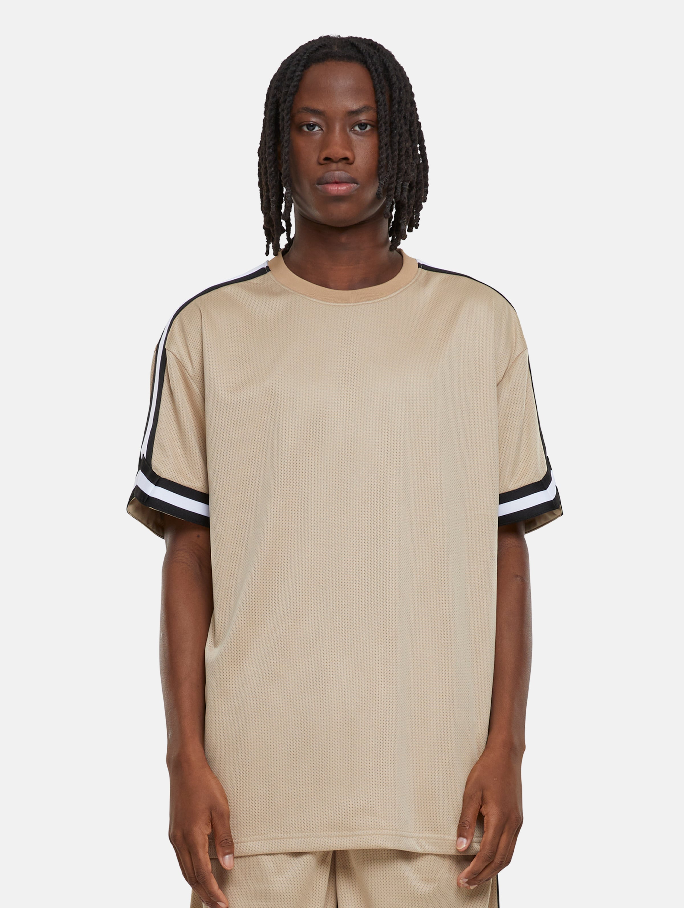 Urban Classics Oversized Stripes Mesh T-Shirts Männer,Unisex op kleur beige, Maat XXL