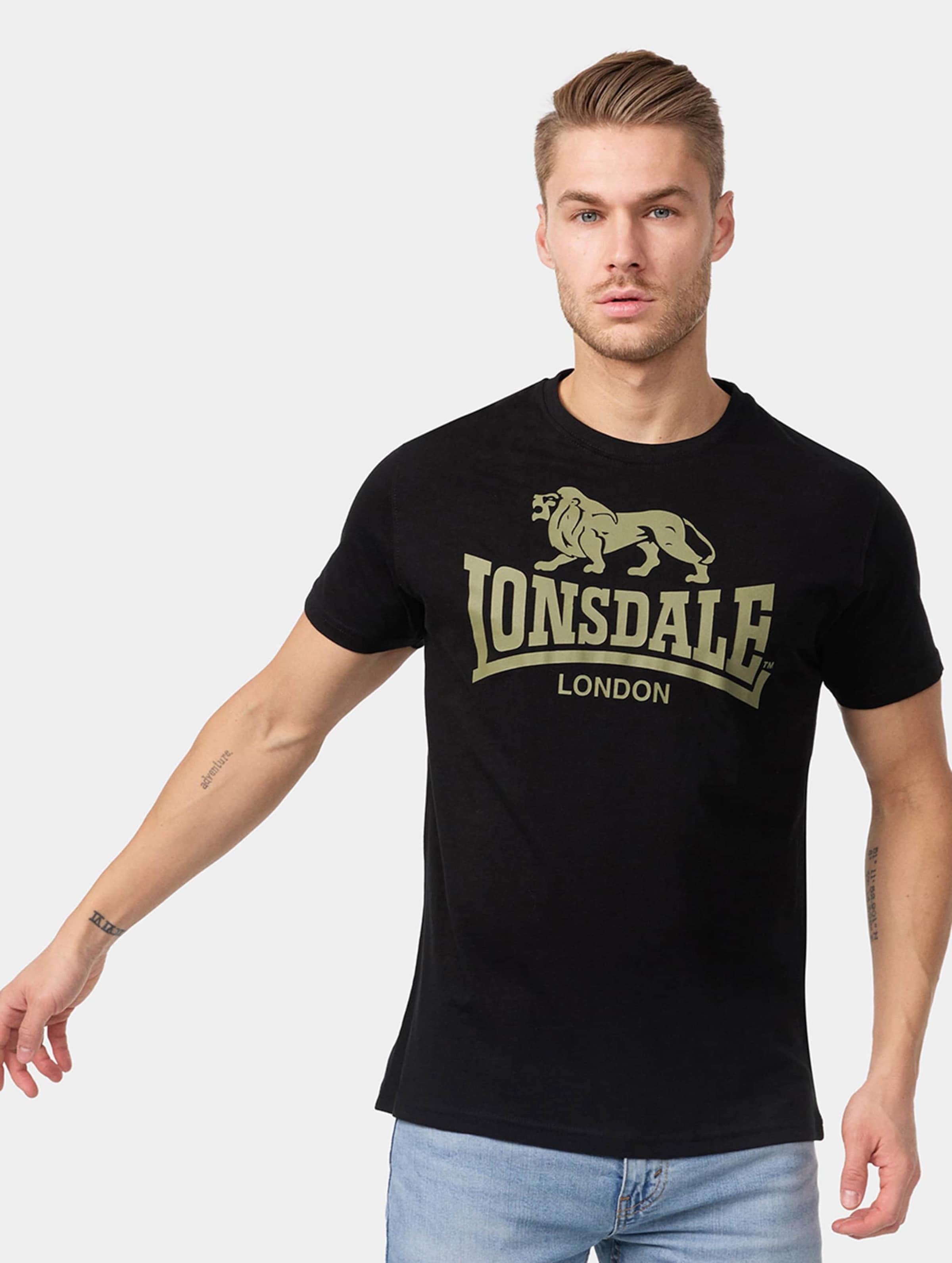 Lonsdale London Logo T-Shirt Mannen op kleur zwart, Maat 4XL