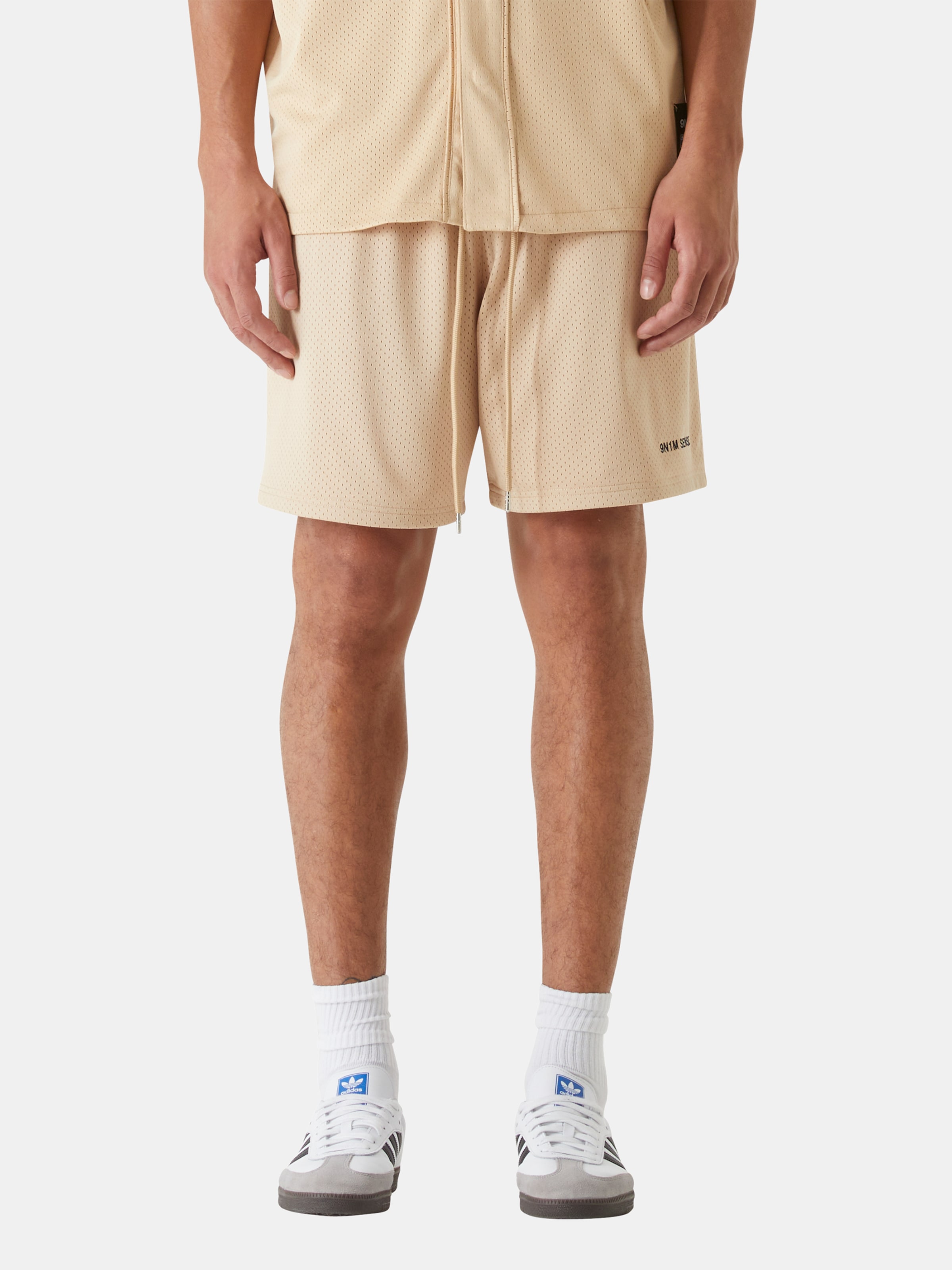 9N1M SENSE Essential Mesh Shorts Männer op kleur beige, Maat XL