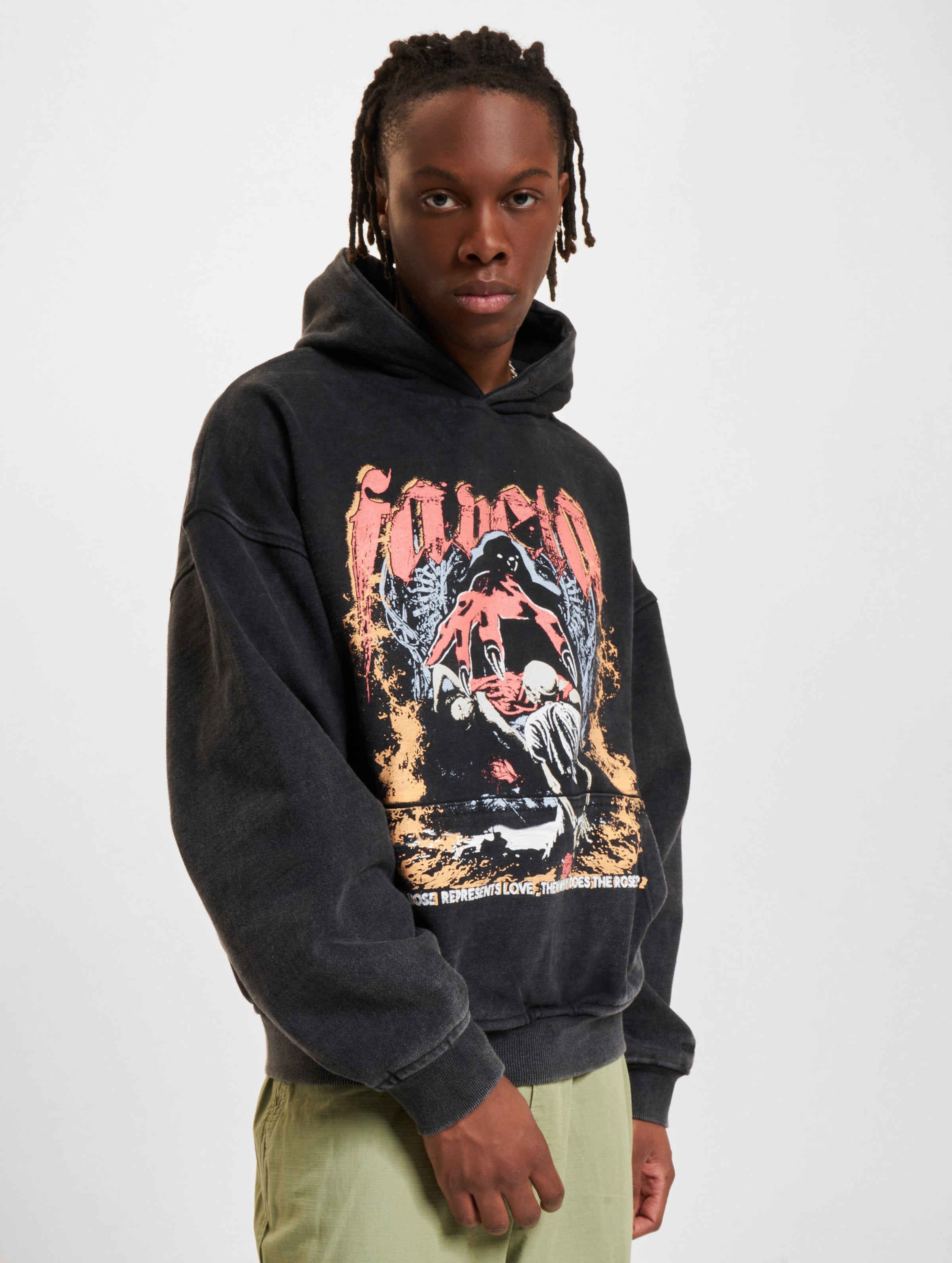 Black hoodie with roses mens online