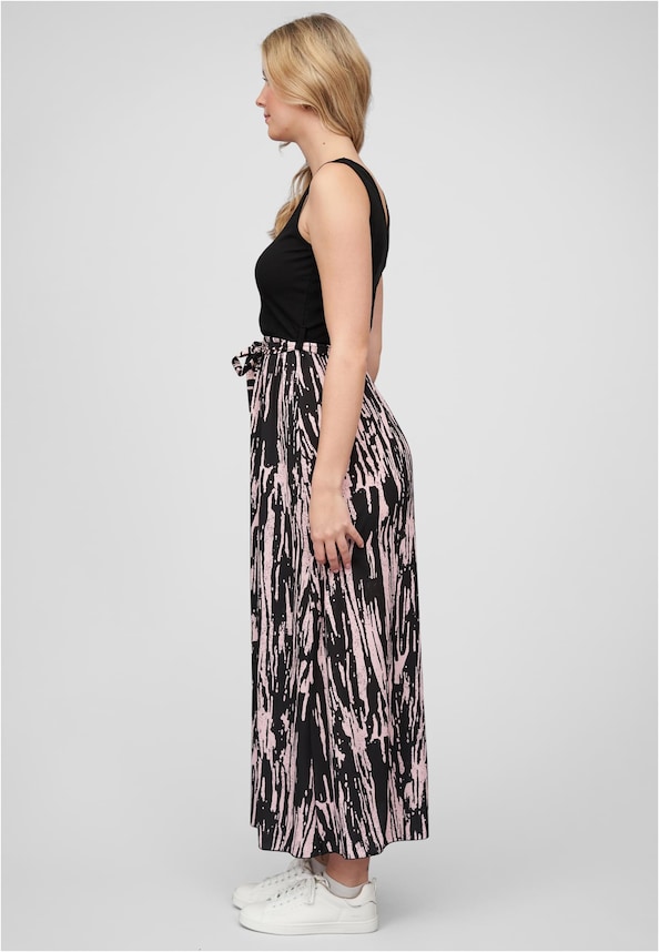 2-Tone Kleid mit Bindegürtel und Abstrakt Print-2