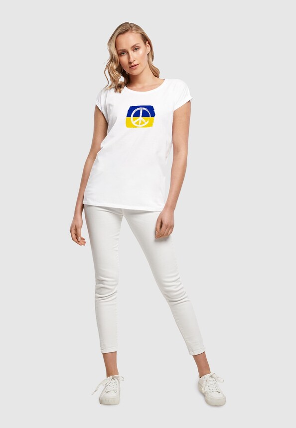 Ladies Peace - Flag Peace  Extended Shoulder T-Shirt-2
