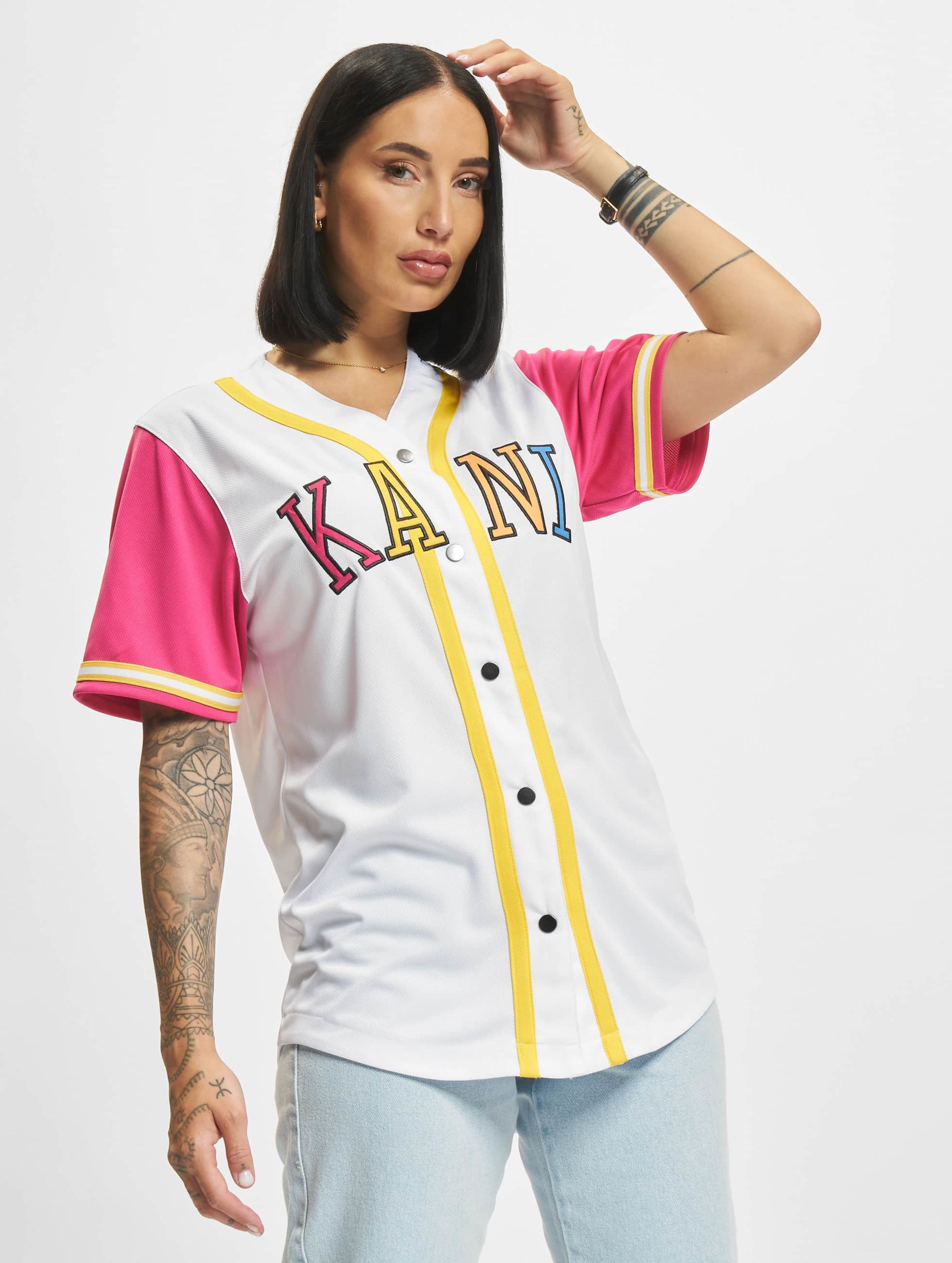 Karl Kani College Block Baseball Shirt Vrouwen op kleur wit, Maat XXL