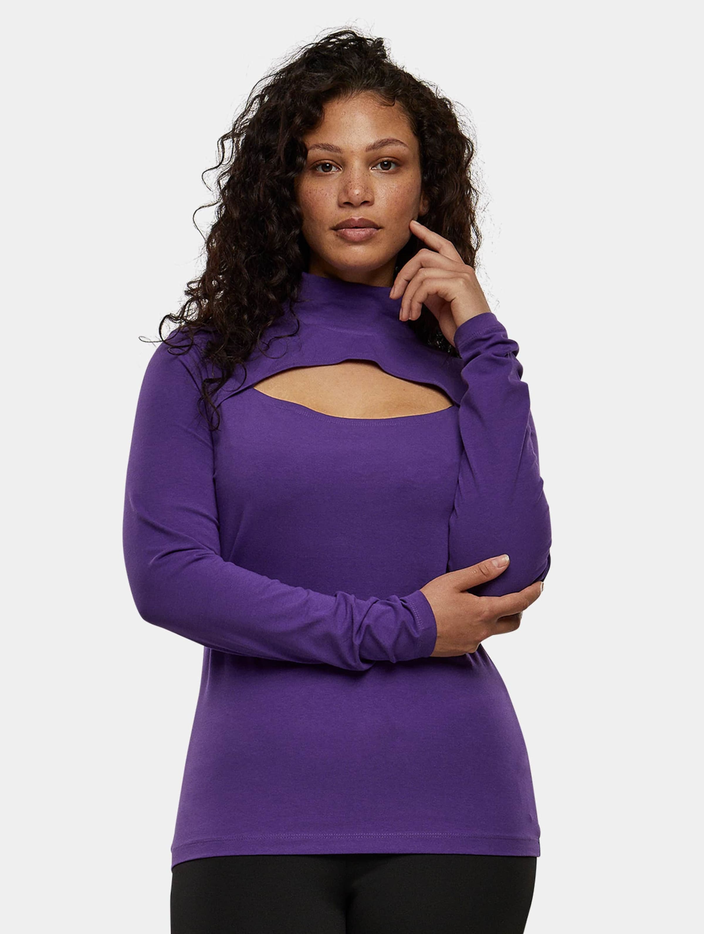 Urban Classics Ladies Cut-Out Turtleneck Longsleeve Vrouwen op kleur violet, Maat XL