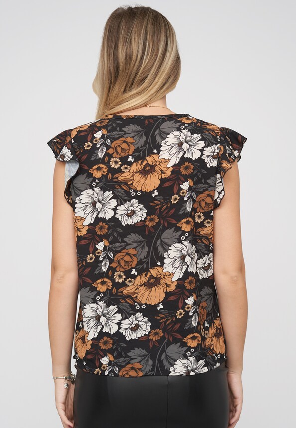 Blouse with buttons and floral print-1
