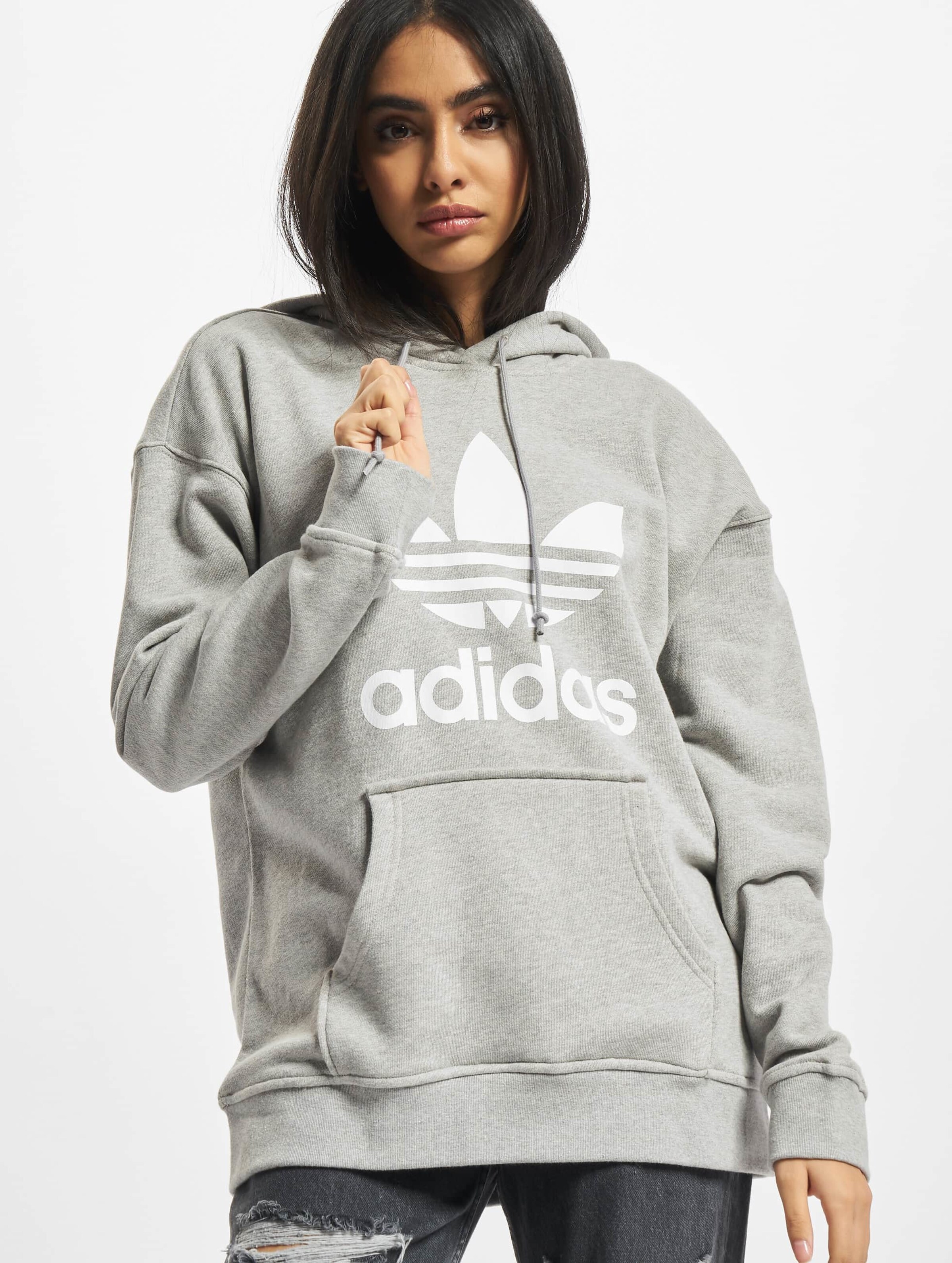 Adidas originals adicolor shop trefoil hoodie in grey