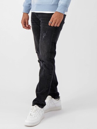 Black Bananas Destroyed Denim Straight Fit  Straight Fit Jeans
