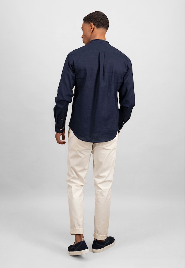 Cotton Linen Solid Stand-Up 1/1-2