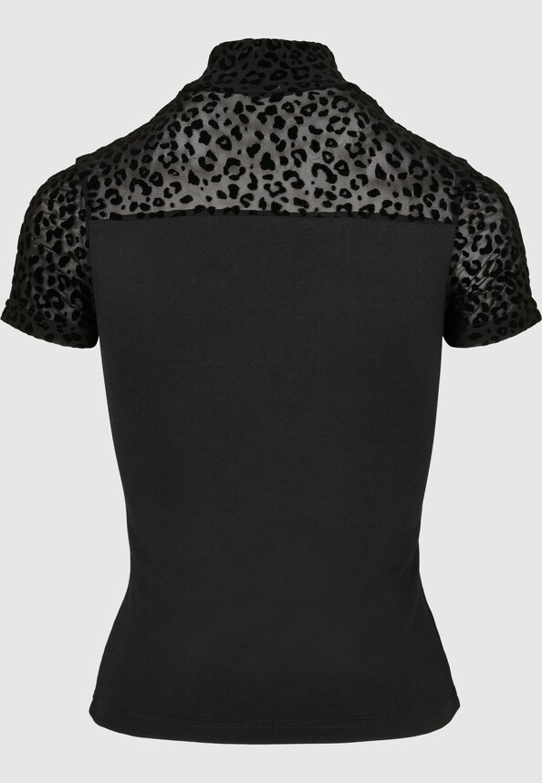 Ladies Flock Lace Turtleneck Tee-5