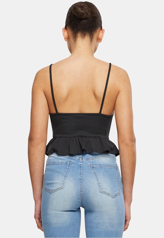 Ladies Waffle Pique Ruffle Top-1