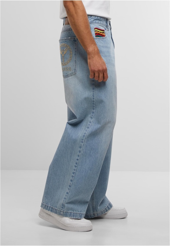 BAGGY JEANS PANTS KNIT DETAIL-3
