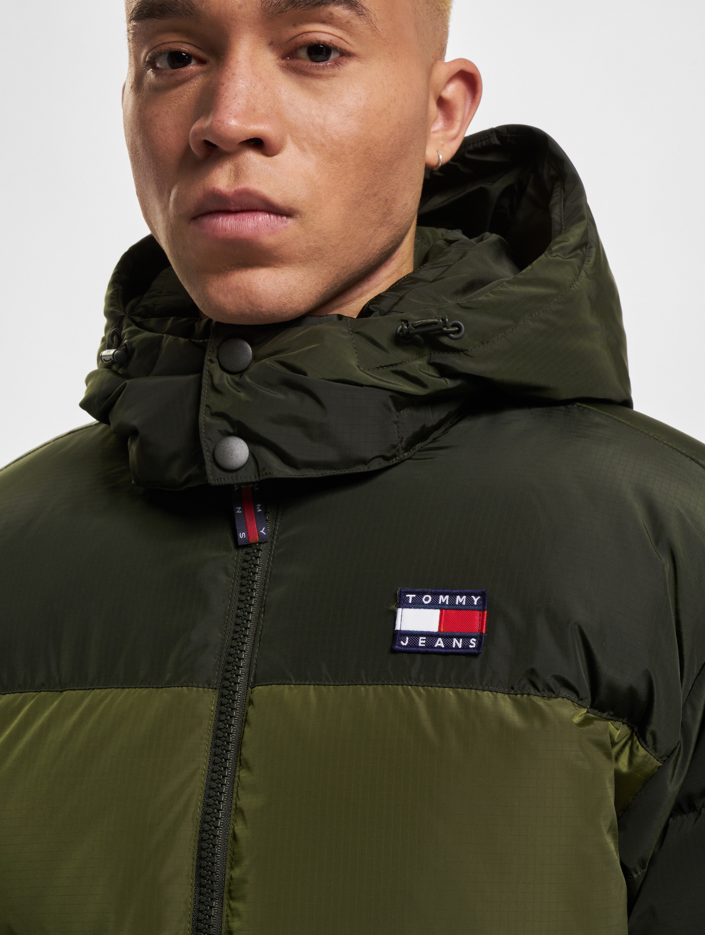 Colorblock puffer sale jacket