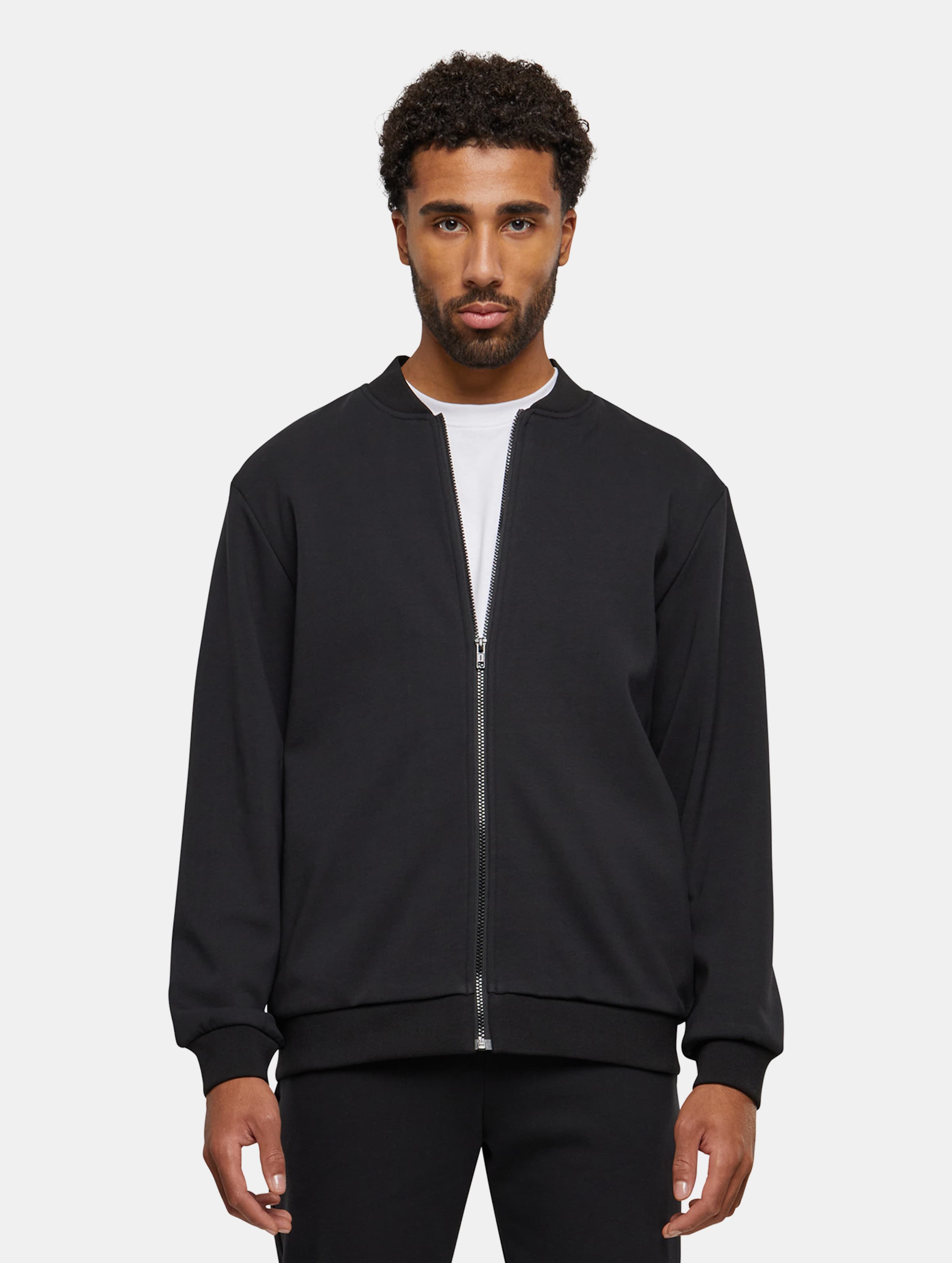 Urban Classics - Cozy College jacket Sweater/trui met rits - S - Zwart
