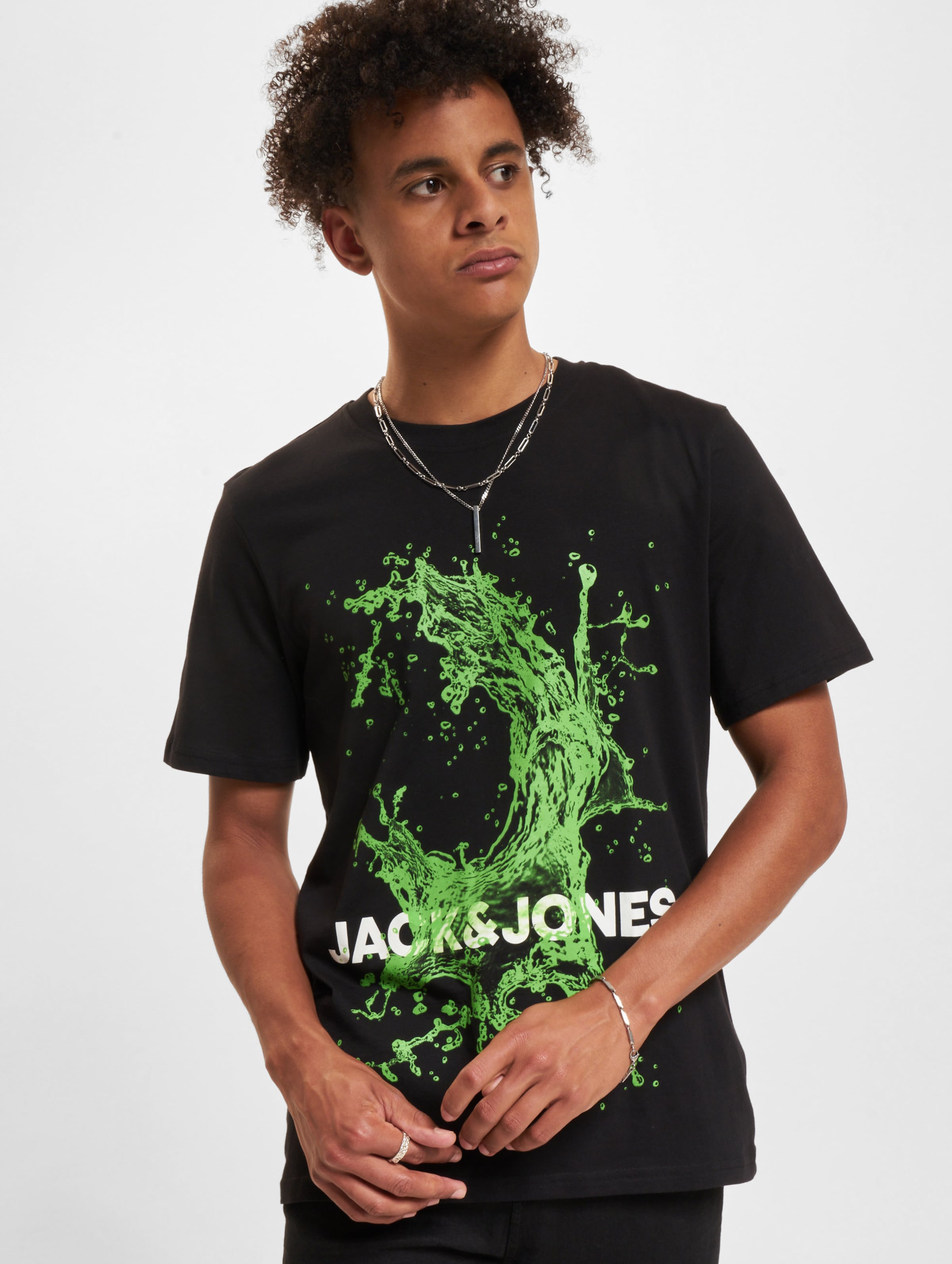 Jack & Jones Splash Ocean Crew Neck T-Shirts Männer,Unisex op kleur zwart, Maat S