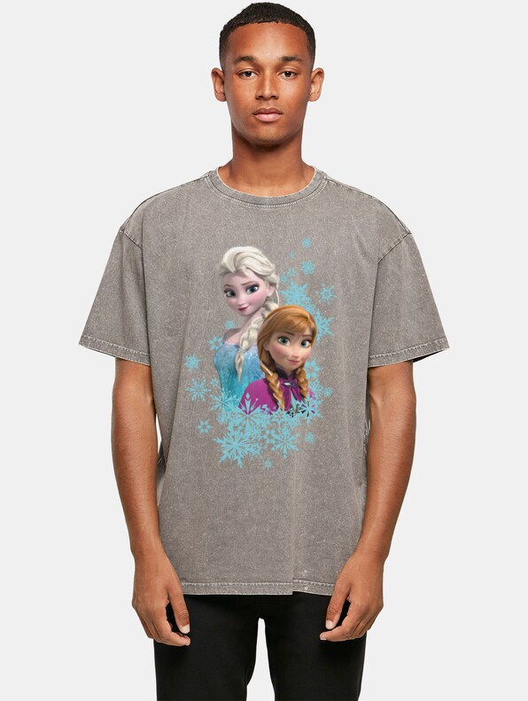 Frozen - Elsa And Anna Sisters Acid Washed Oversize-0