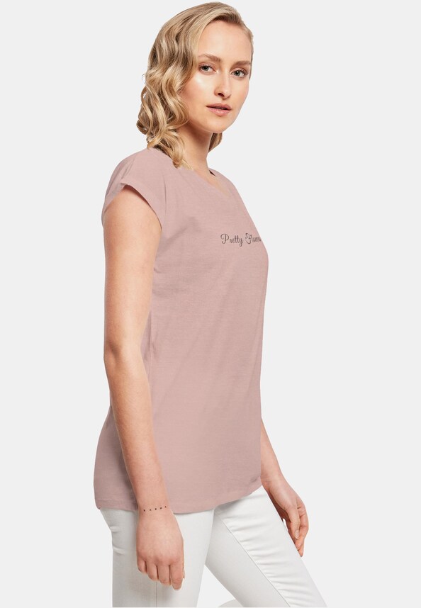 Ladies Pretty Flowers - Extended Shoulder Tee-3