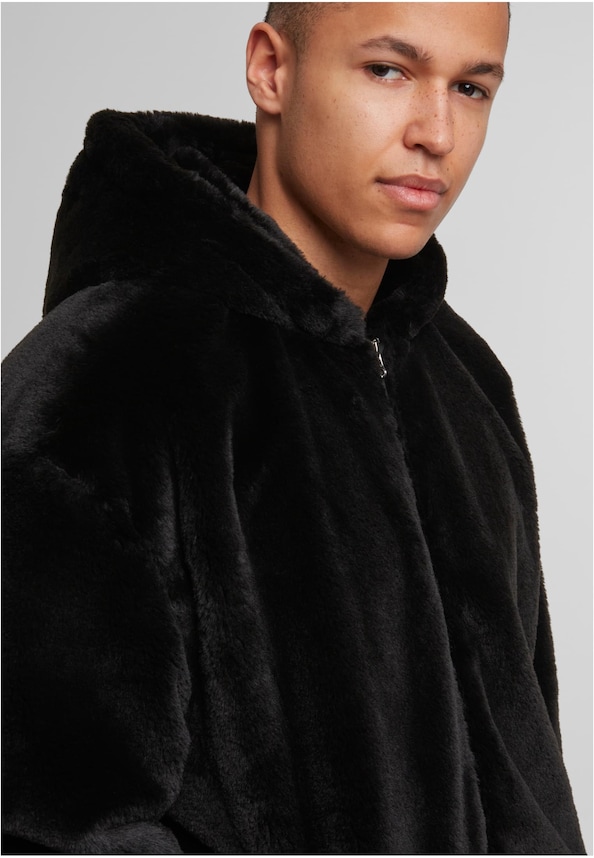 Full Zip Faux Fur Hoodie-4