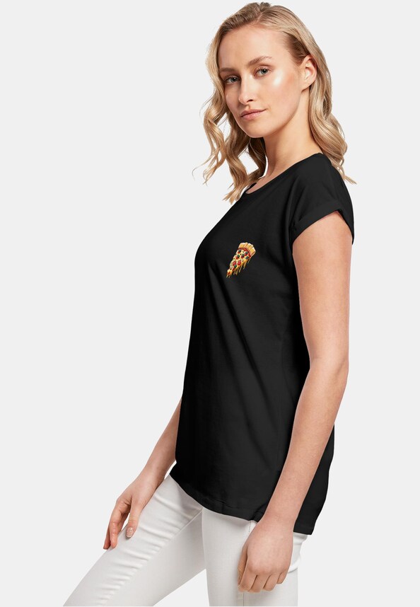Ladies Pizza Comic Extended Shoulder Tee-2