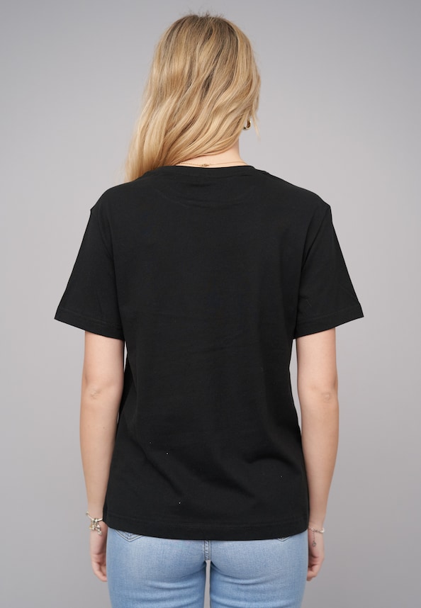 Ladies 77 Wildflower Black Tee-1