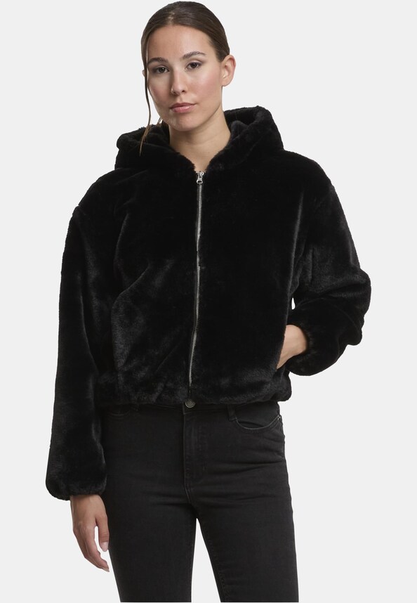 Ladies Full Zip Faux Fur Hoodie-0
