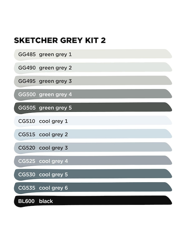 Sketcher Set 12pcs Grey Kit 2-3