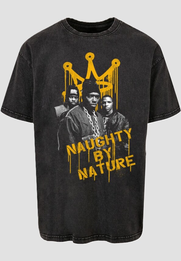 Naughty by Nature - Drip Crown Acid Washed Oversize Tee-2