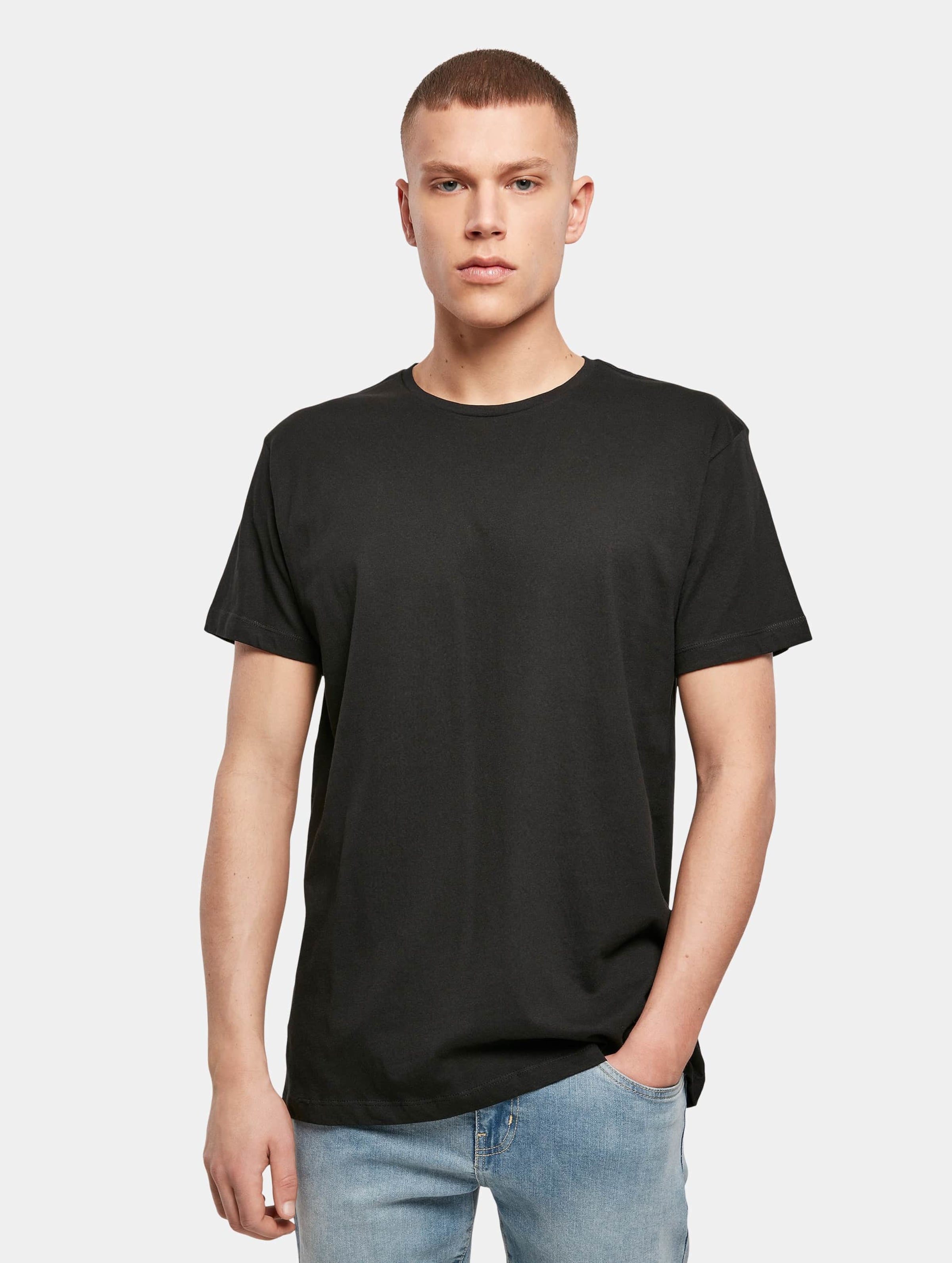Build Your Brand Light T-Shirt Round Neck Mannen op kleur zwart, Maat S