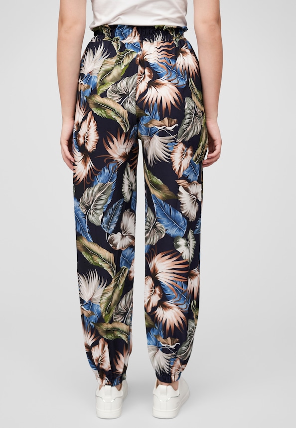 Cloud5ive Damen Crepe Hose mit Gummibund und All Over-1