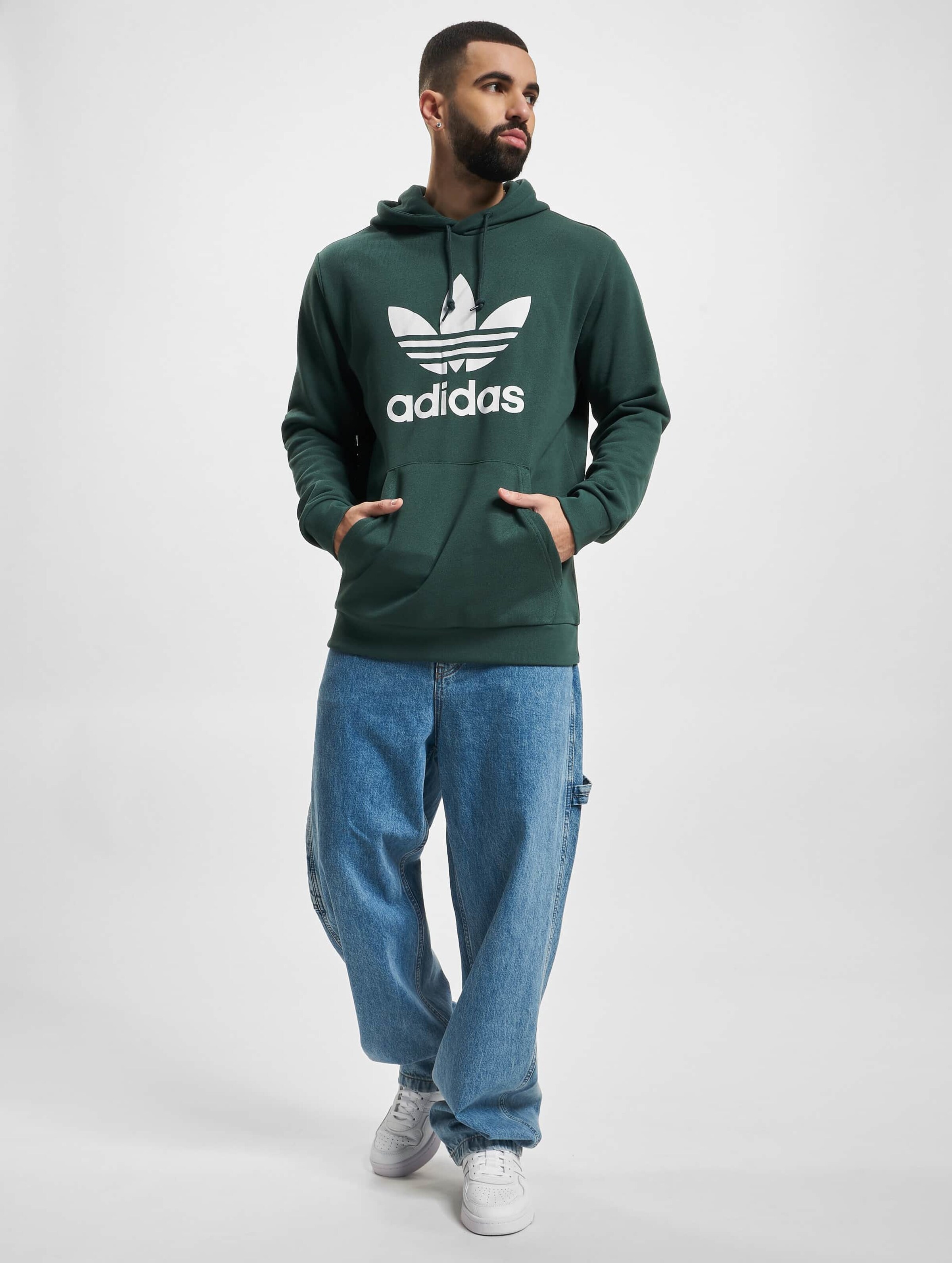 Adidas originals trefoil hot sale hoodie green