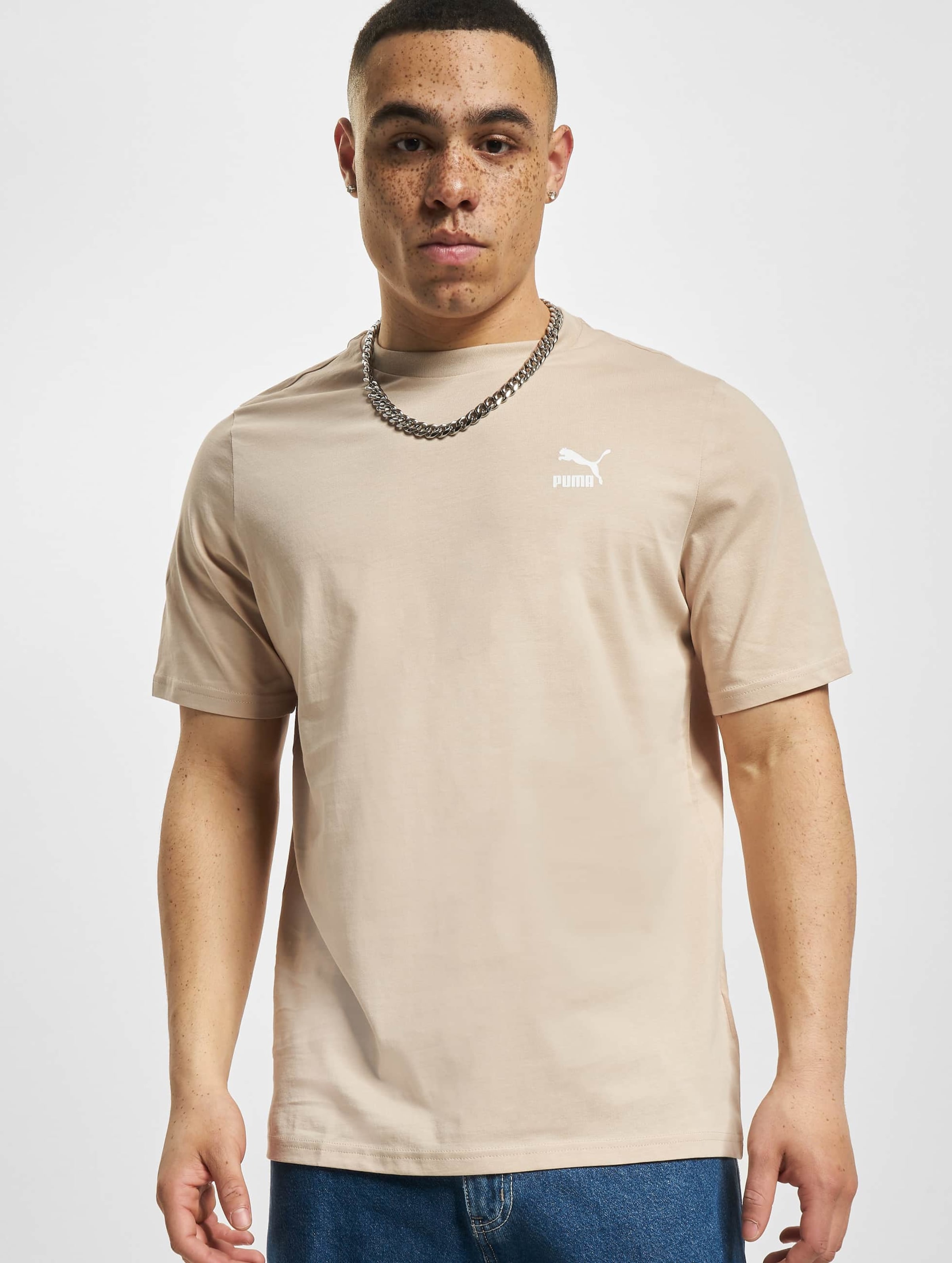 Puma Classics Small Logo T-Shirt Mannen op kleur beige, Maat 3XL