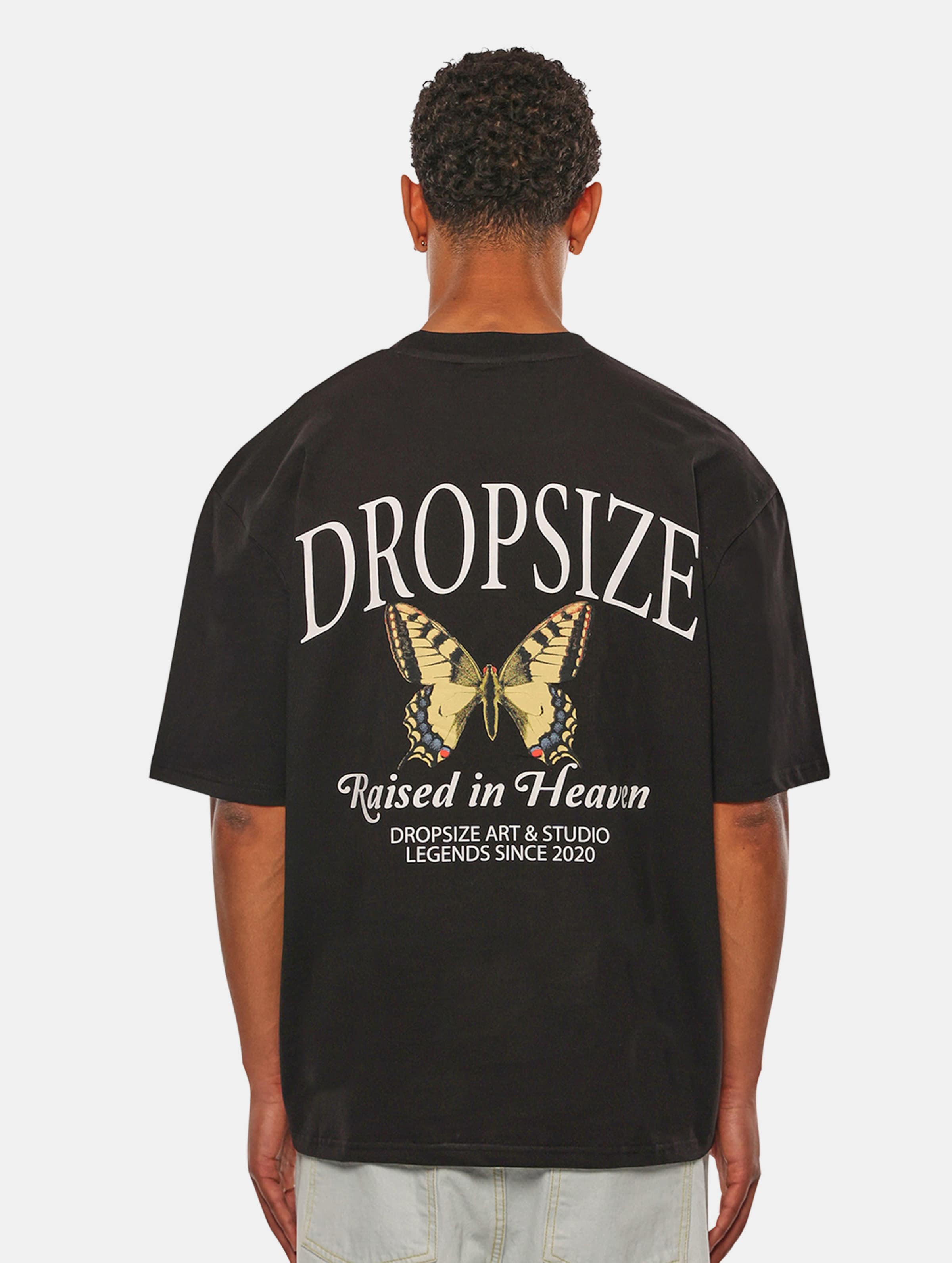 Dropsize Heavy Oversize Raised In Heaven T-Shirt op kleur zwart, Maat XS