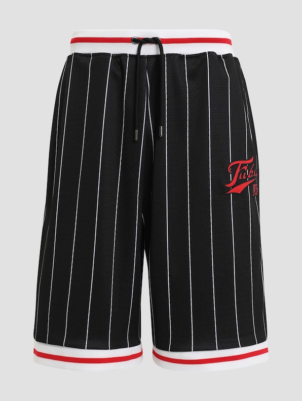 FUBU Varsity Pinstriped Mesh Shorts-4