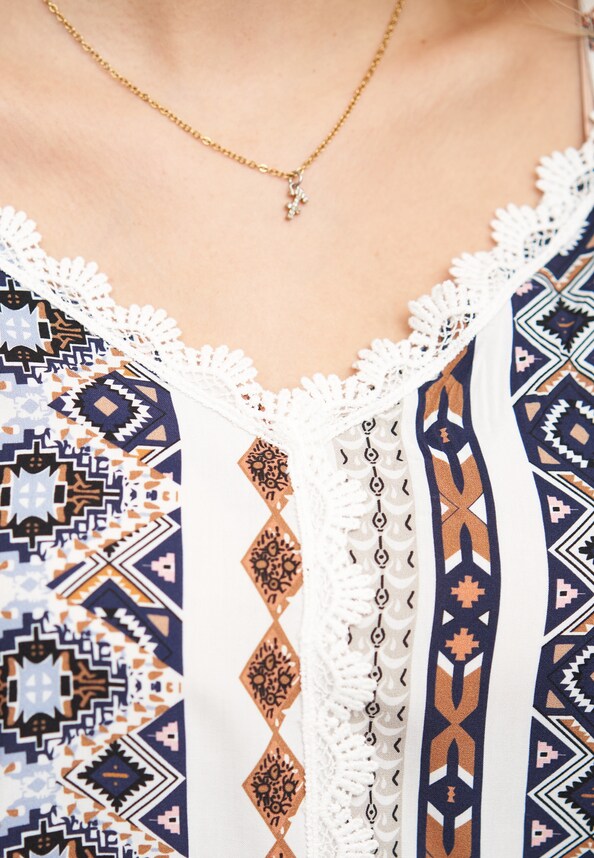 Viskose Trägertop mit Spitzenbordüre-5