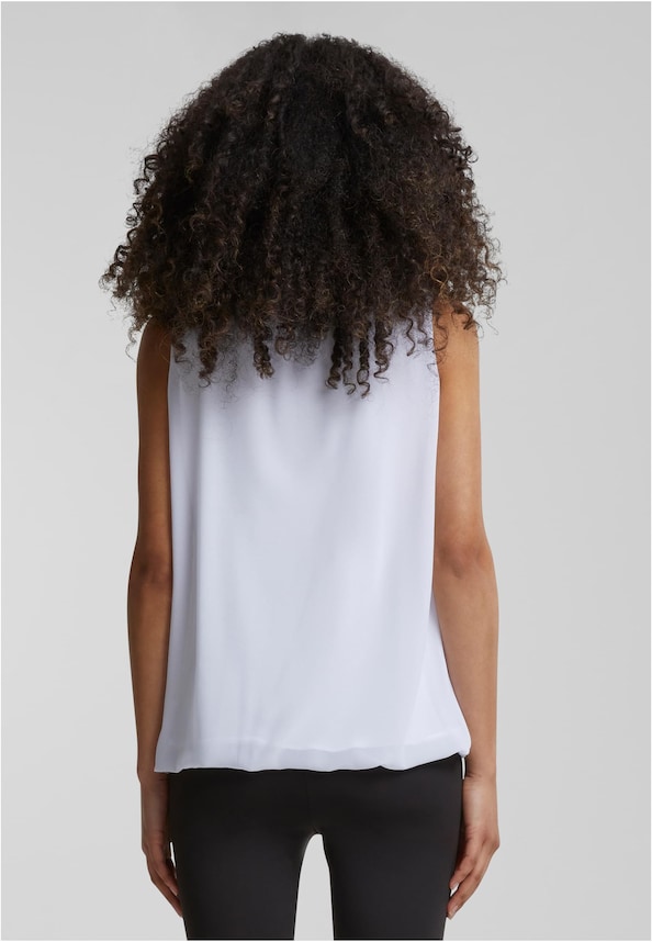 Cloud5ive Damen Chiffon Top mit Schlüsselloch-Kragen und Deko-Schnalle-1