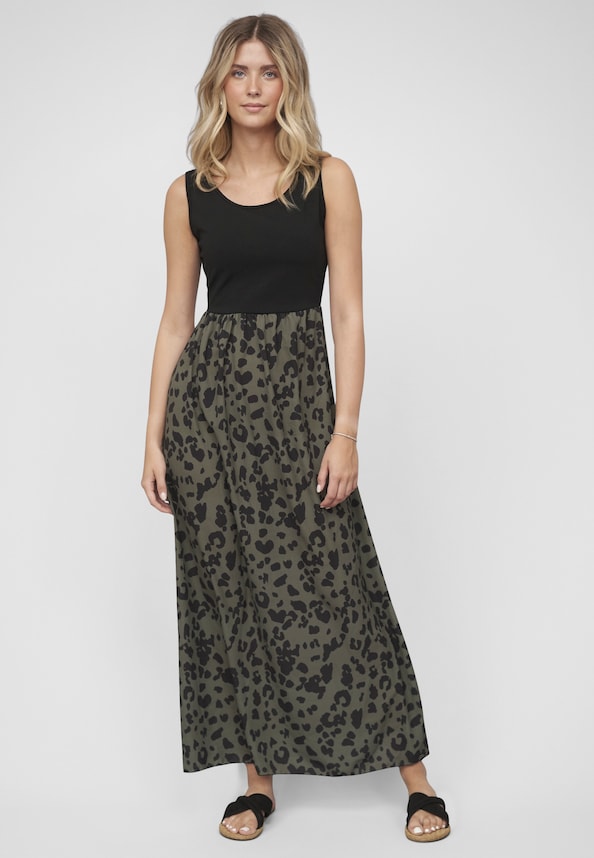 2-Tone Maxi-Dress Leo Print-0